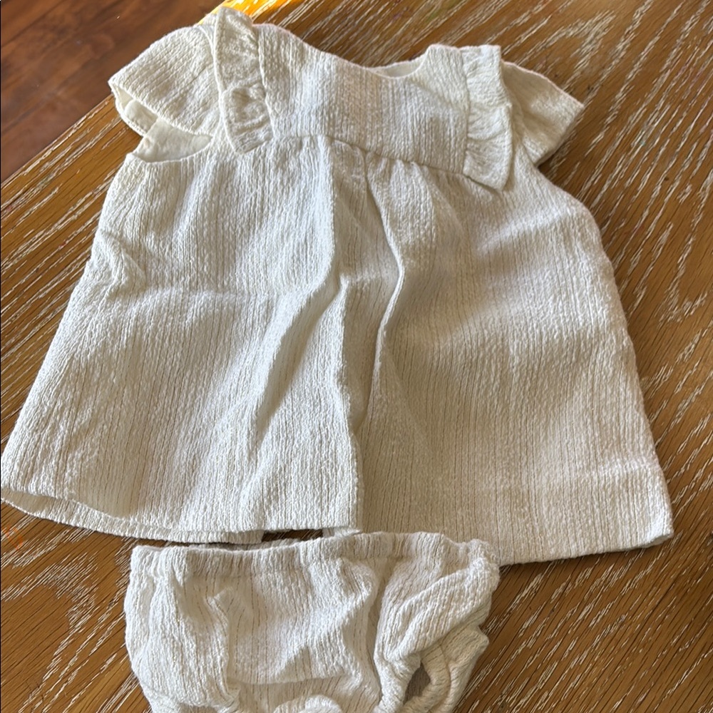 Kids Cream Dress and Bloomers Set